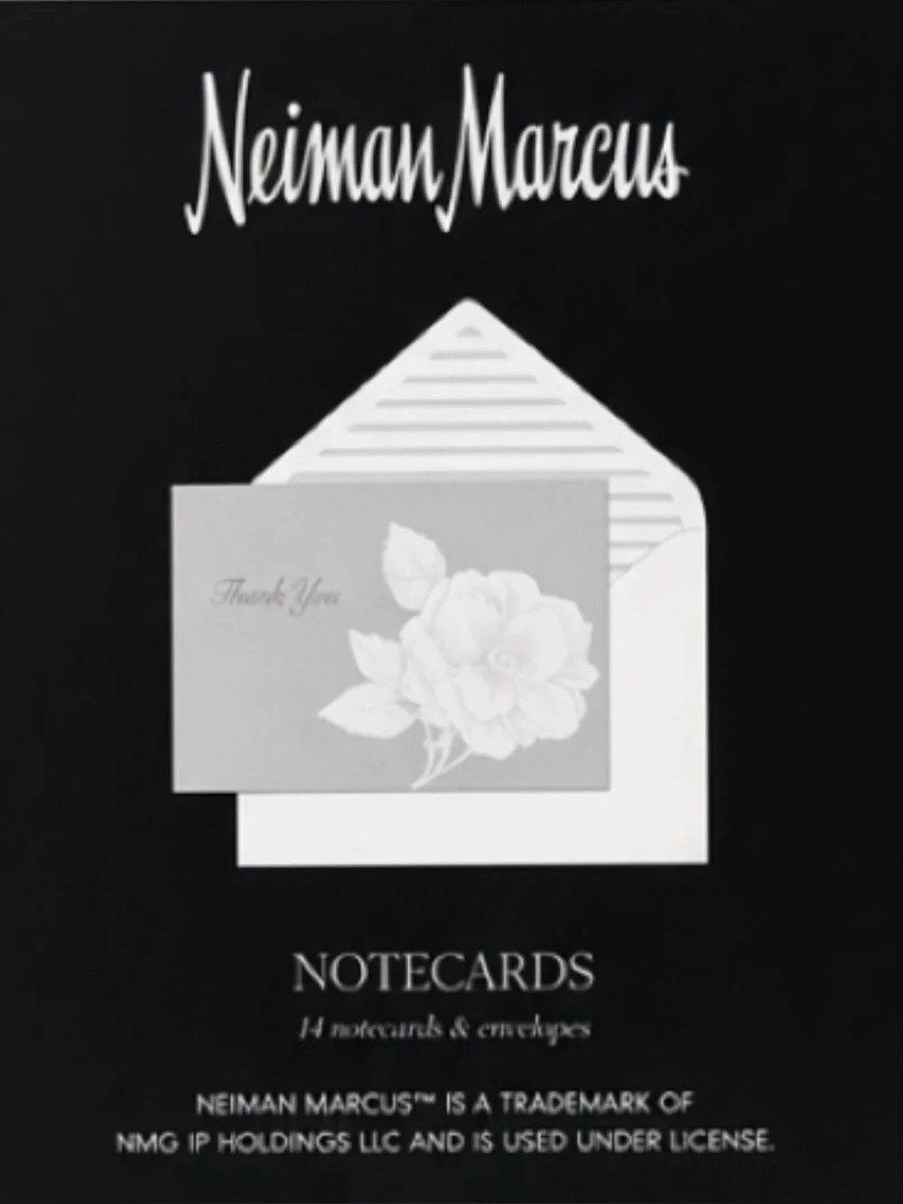Neiman Marcus “Thank You” Cards 14 Notecards & Envelopes Floral Gray NEW